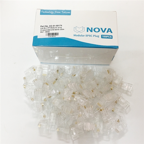 Đầu bấm hạt mạng RJ45 Cat5e NOVA CC-01-00174 chân mạ vàng