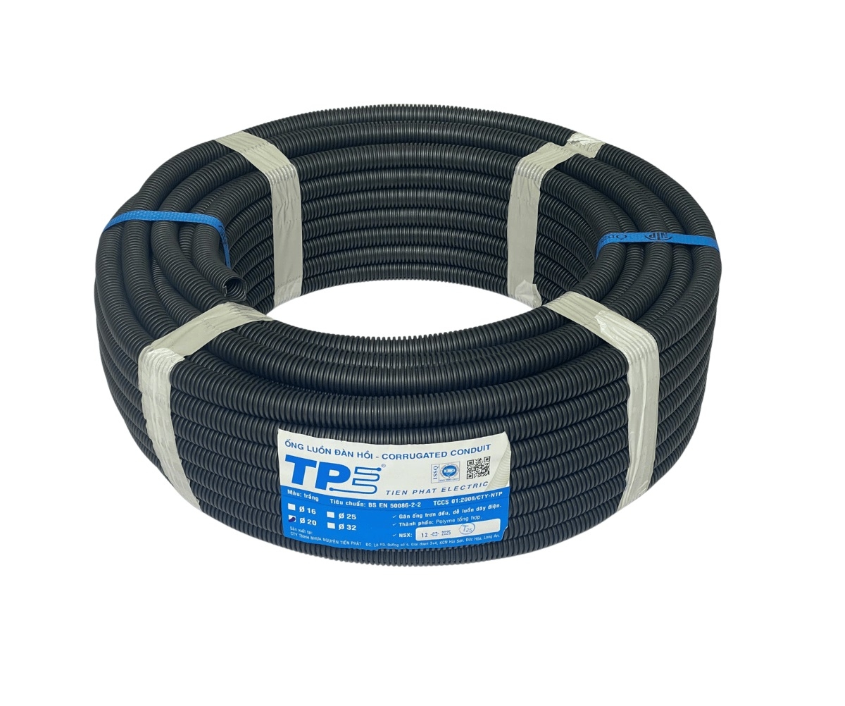 Ống ruột gà mềm đàn hồi TPE D32 màu đen Tiến Phát RGTPE-32