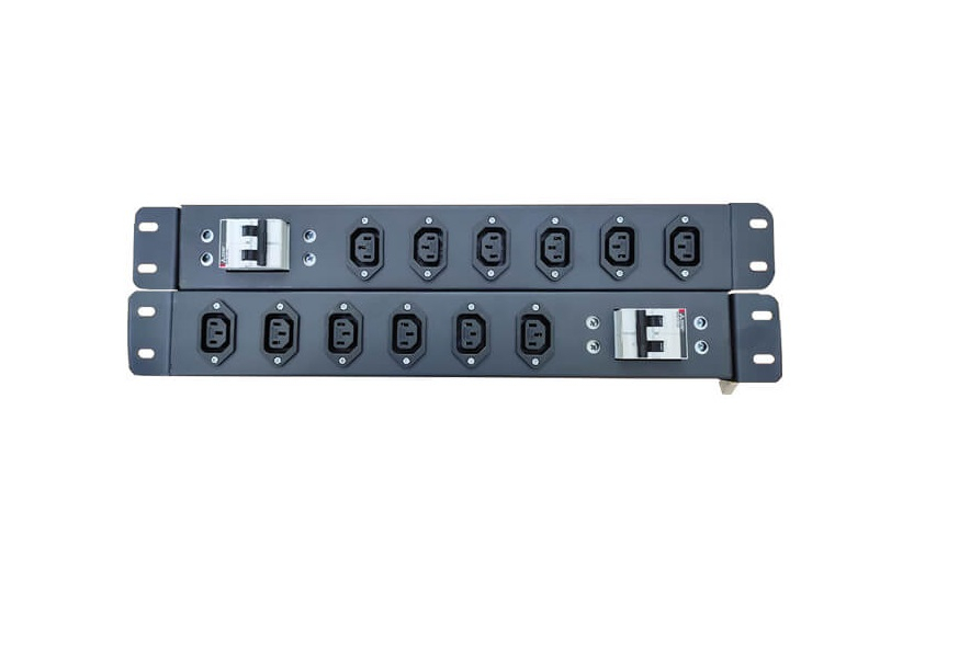 Ổ cắm điện C13 C14 6 cổng UPS PDU gắn tủ Rack 19" 1U